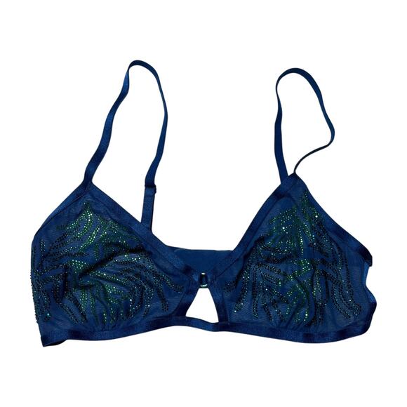 Victoria's Secret Rhinestone Bling Leaf Mesh Limited Edition Bralette Medium - Picture 1 of 5